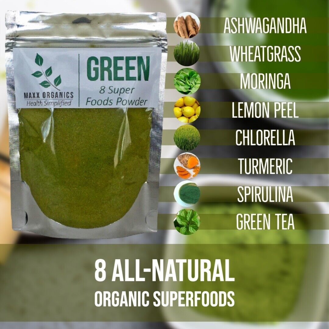 Maxx Organics 8 Organic Superfoods Powder 90 Day 3-Pack vs Organifi Super Greens