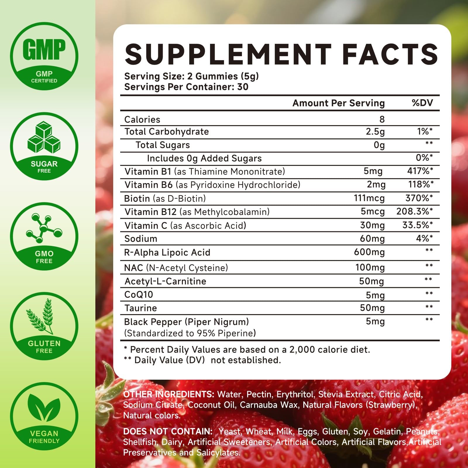 Mchokuu R Alpha Lipoic Acid Gummies, Stabilized R-Alpha 60 Count (Pack of 1)