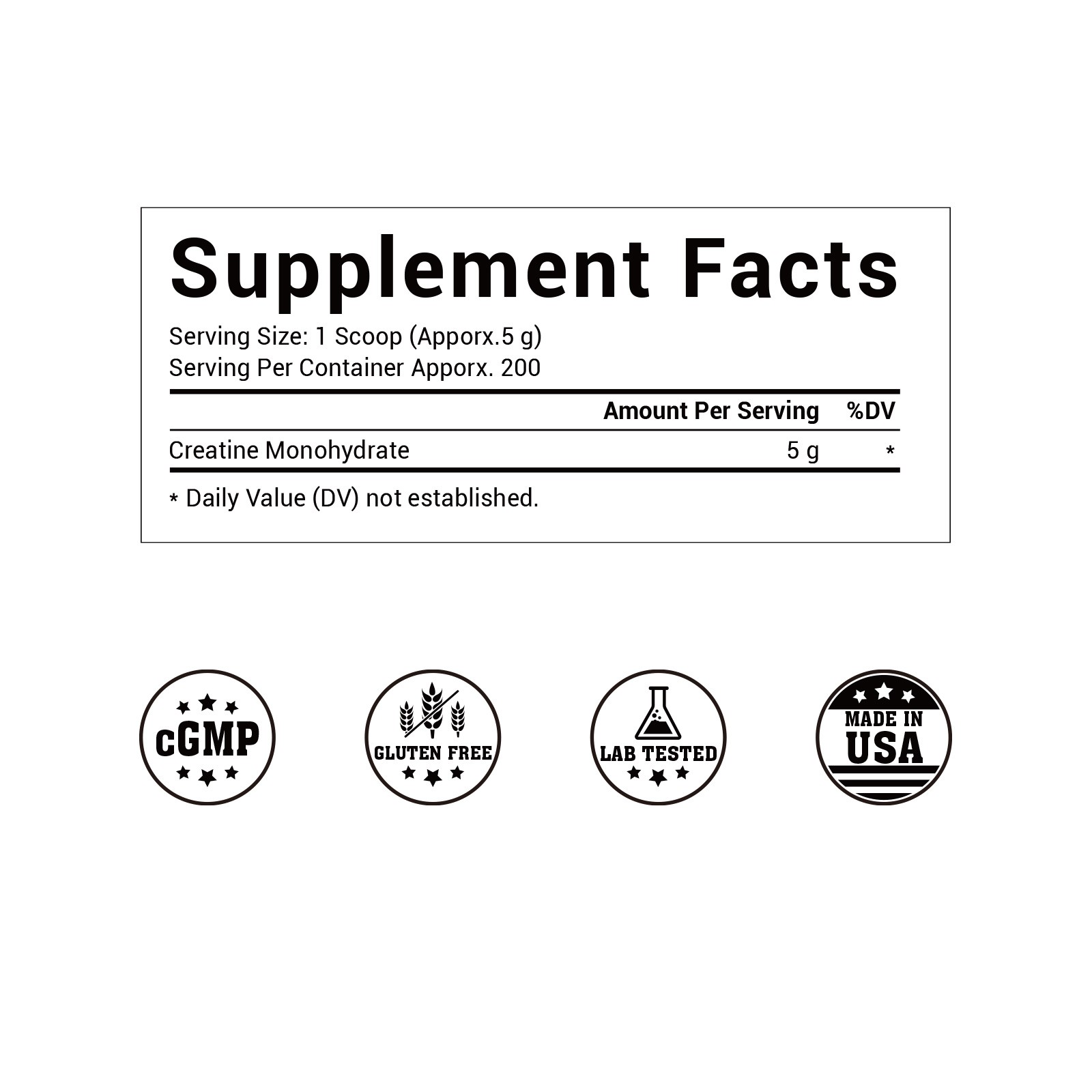 Creatine Monohydrate 2.2LB(1000g) 200 Servings Dietary Supplement Gluten-Free