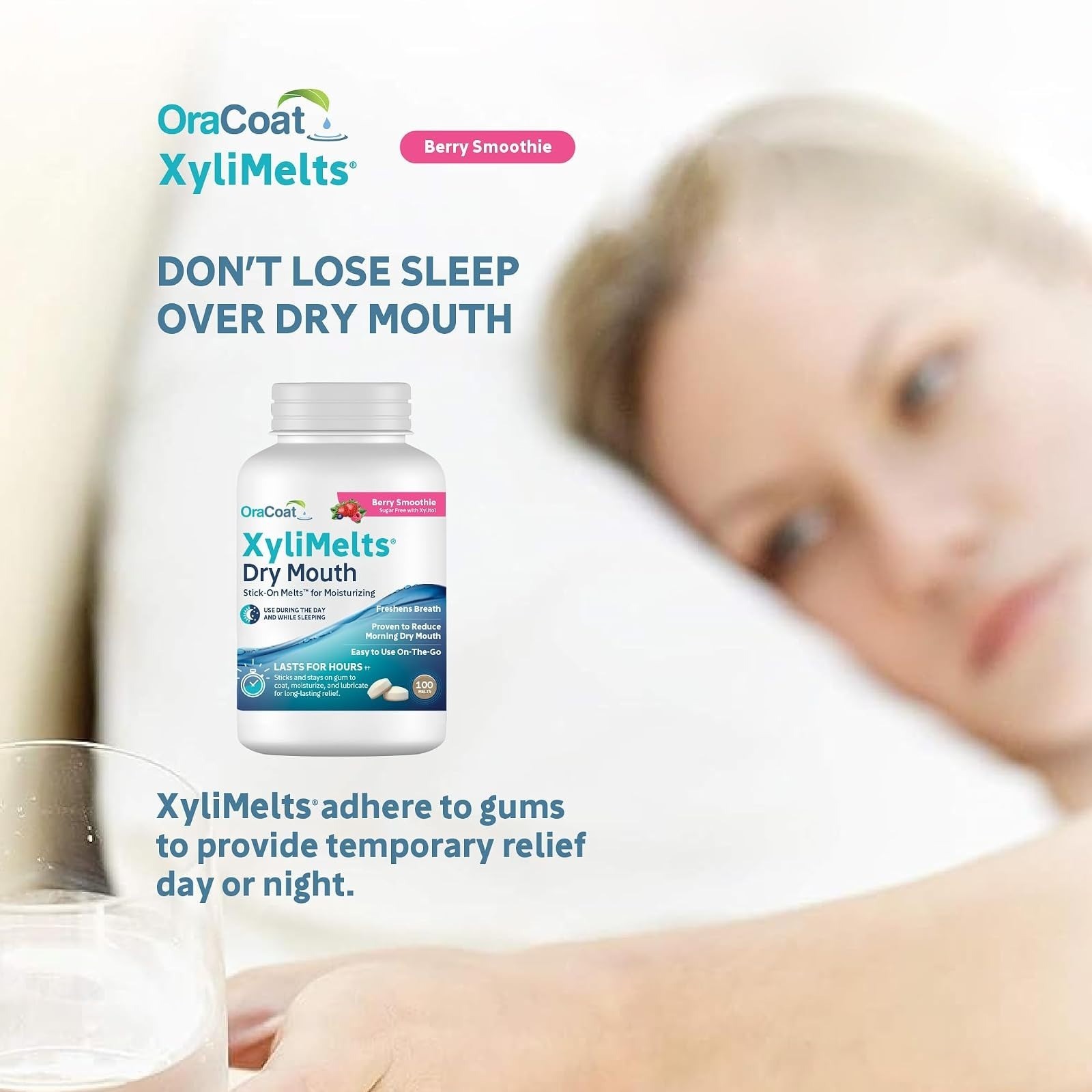 OraCoat XyliMelts for Dry Mouth – 100 Sugar Free Discs, Berry Flavor