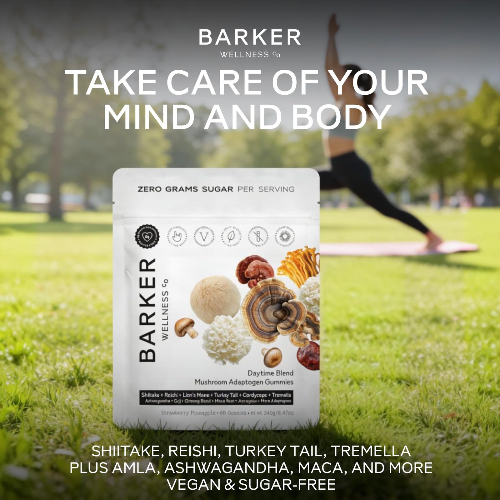 Barker Wellness Daytime Sugar-Free Adaptogen 60 Count (Pack of 1), No Color