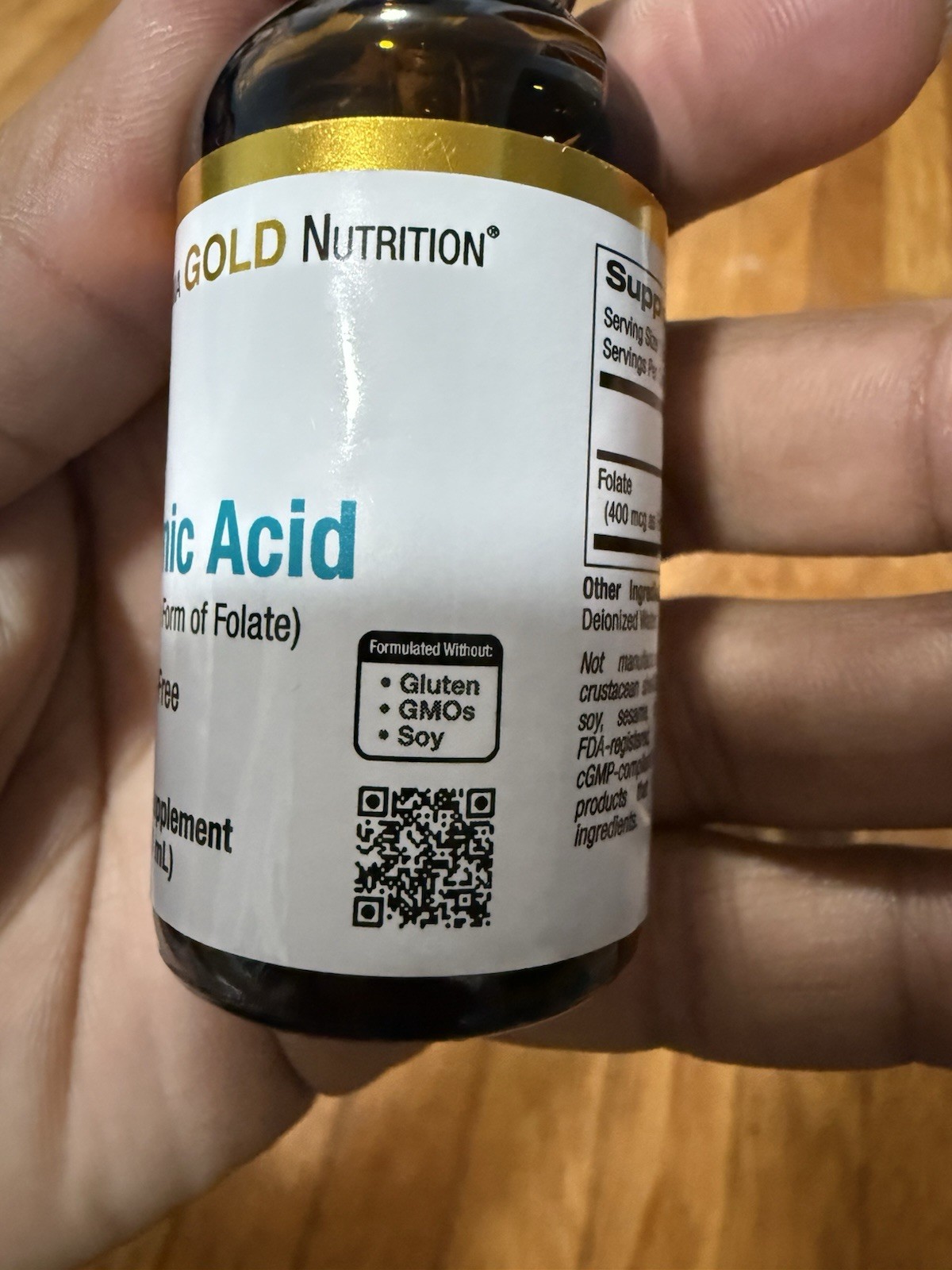 California Gold Nutrition Folinic Acid Liquid Alcohol-Free 400mcg 1 fl oz 5 Pack