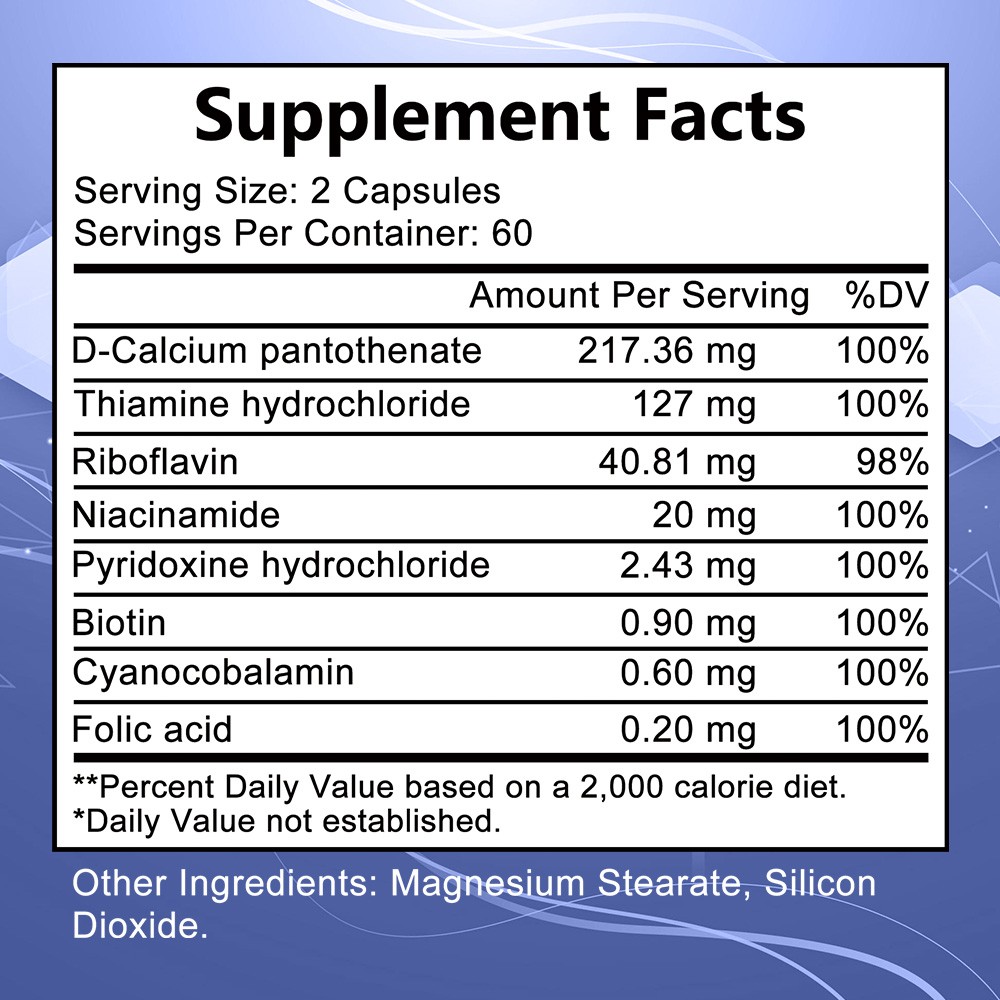 Vegan B Complex,All 8 Essential B Vitamins for Overall Body Wellness,30~120 Caps