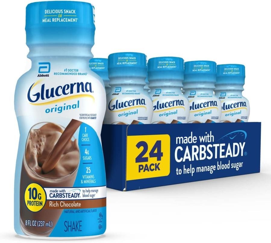 Glucerna Shake, Rich Chocolate, 8 Oz. Bottle, Ready to Use, 24 Count, 57804