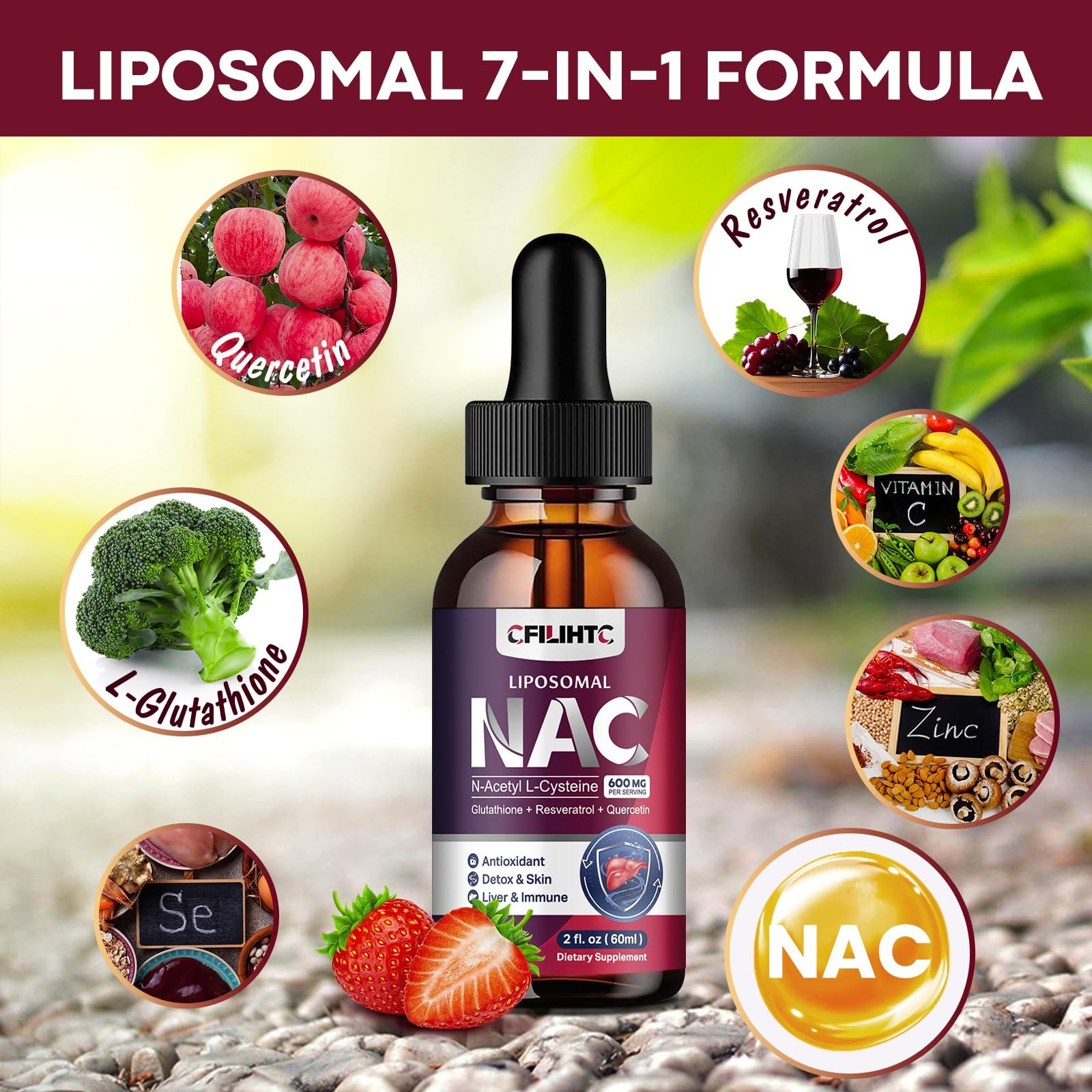 Liposomal Liquid NAC Supplement N-Acetyl Cysteine Drops, 2 Fl Oz (Pack of 2)