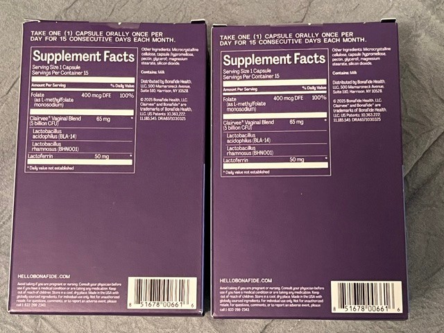 NEW 2 Boxes Bonafide Clairvee Vaginal Health Pre+Probiotic, Plus 5