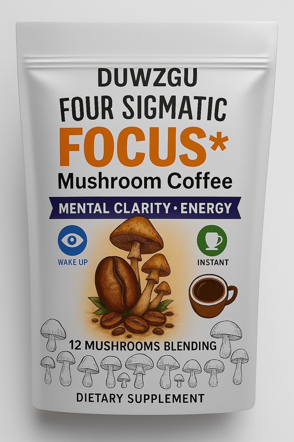 Mushroom Coffee Focus Blend Instant Energy Mental Clarity Dietary Supplement USA