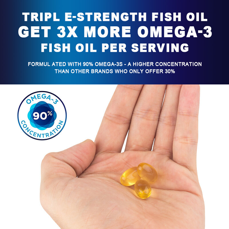 2*120 Omega 3 Fish Oil Capsules 3x Strength 1000mg EPA&DHA,Brain&Heart Health