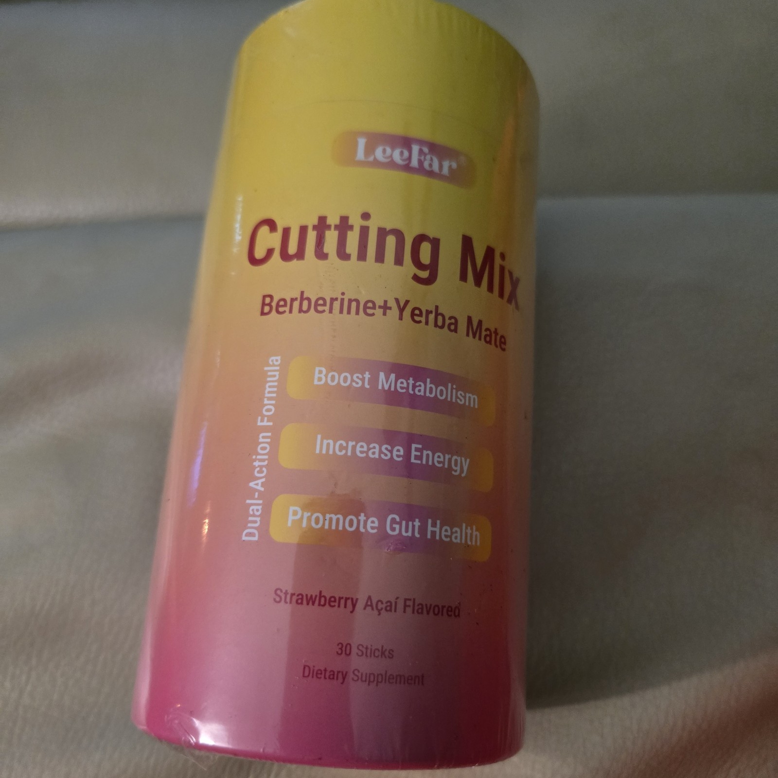 LeeFar Cutting Mix Berberine Yerba Mate Strawberry Acai 30 Vegan Sticks, Sealed