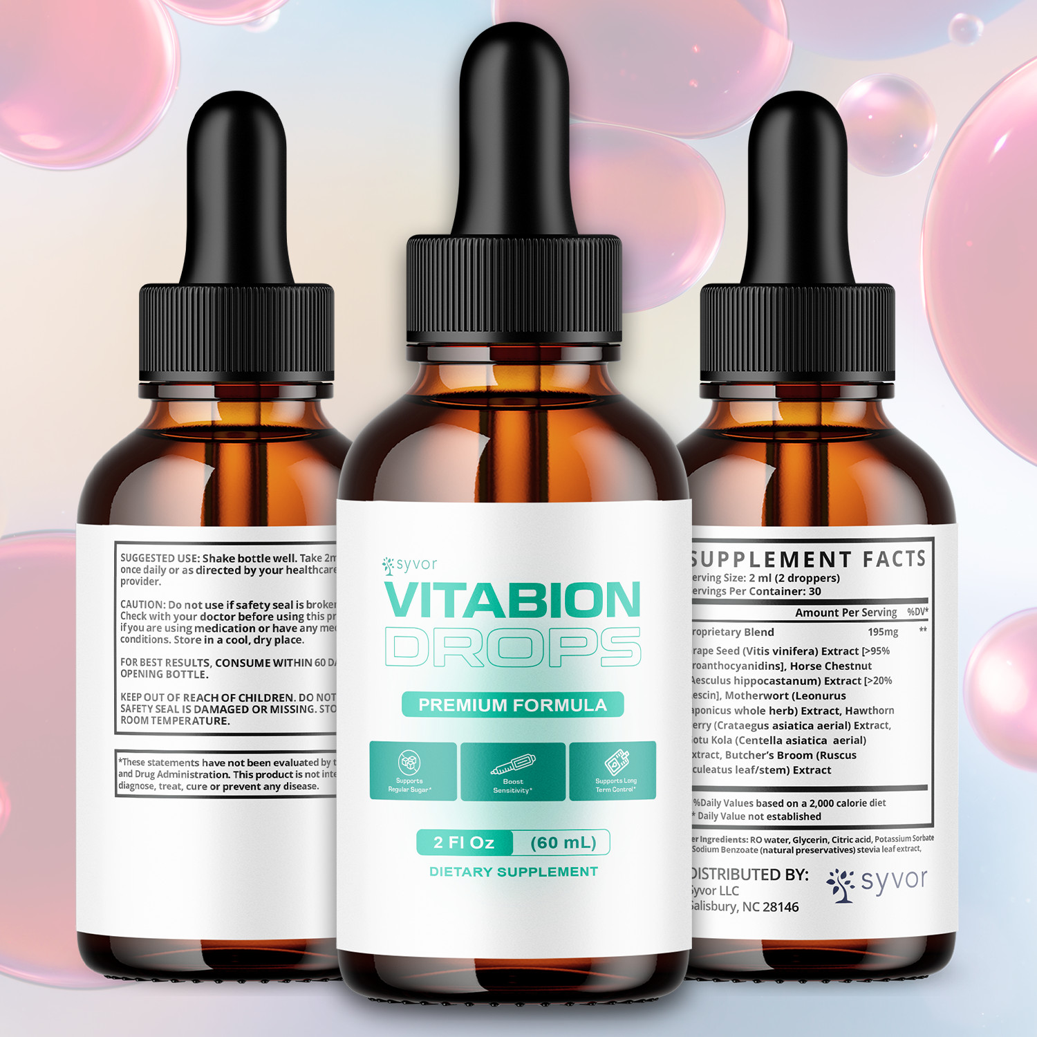 (5 Pack) Vitabion Blood Support Drops Vita Bion Vitamin Supplement 150 Servings