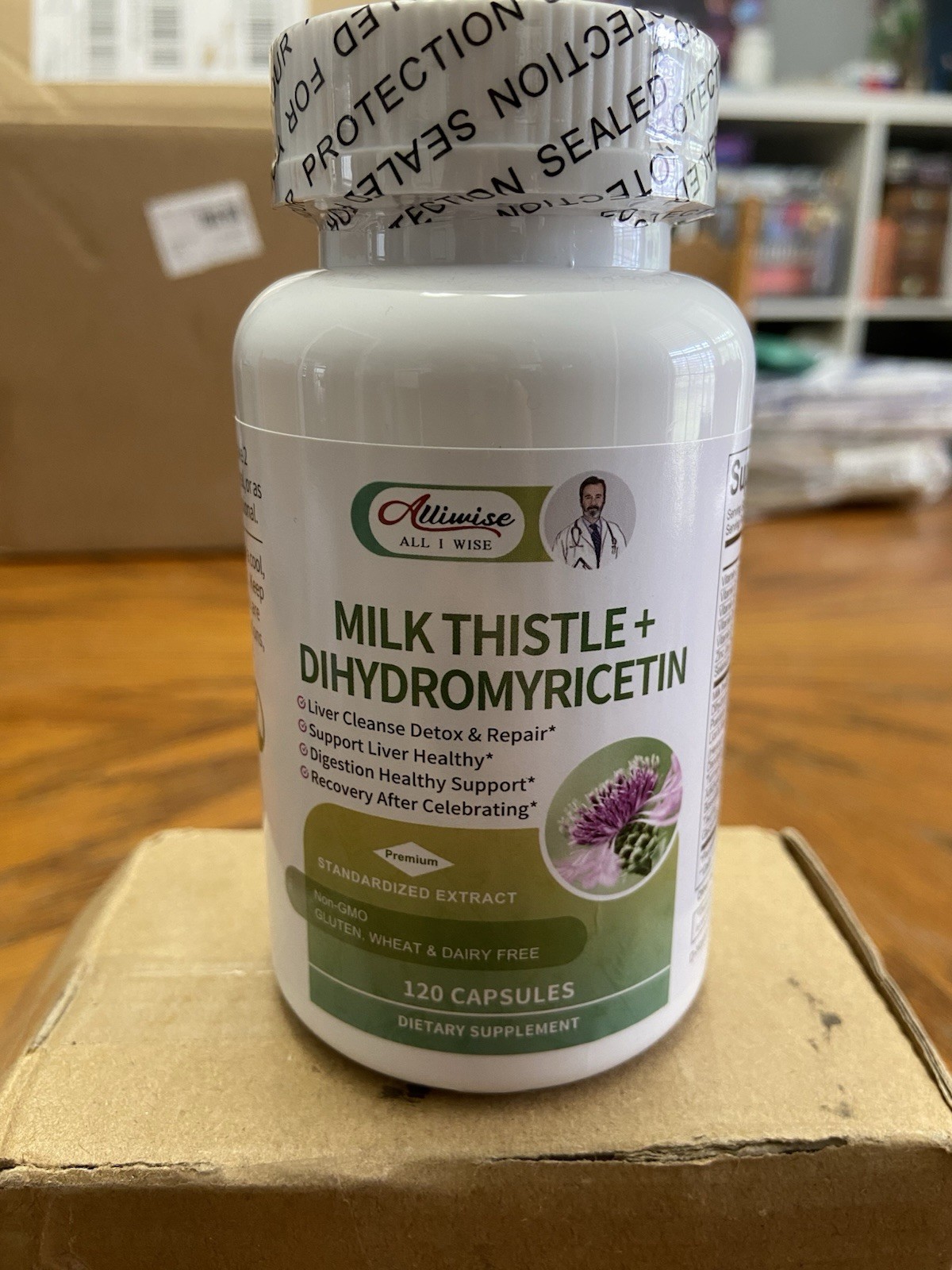 Alliwise Milk Thistle Dihydromyricetin 120 Capsules Non-GMO Gluten Free
