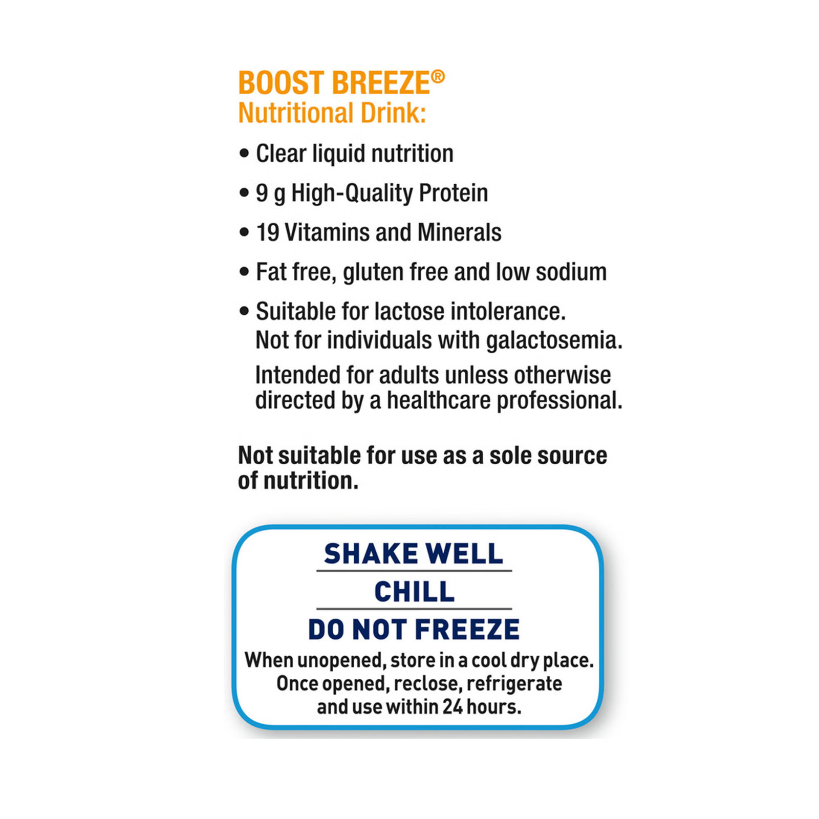 Nestle Boost Breeze Nutritional Drink Orange 8 oz Carton 24 Ct