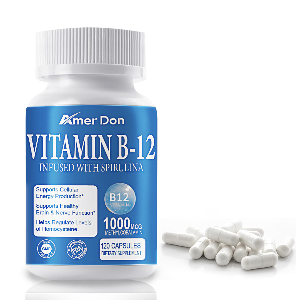 Vitamin B-12 B1,B2,B3,B5,B6,B7,B9-Triple Action 1,000Mcg 120 Capsules Support
