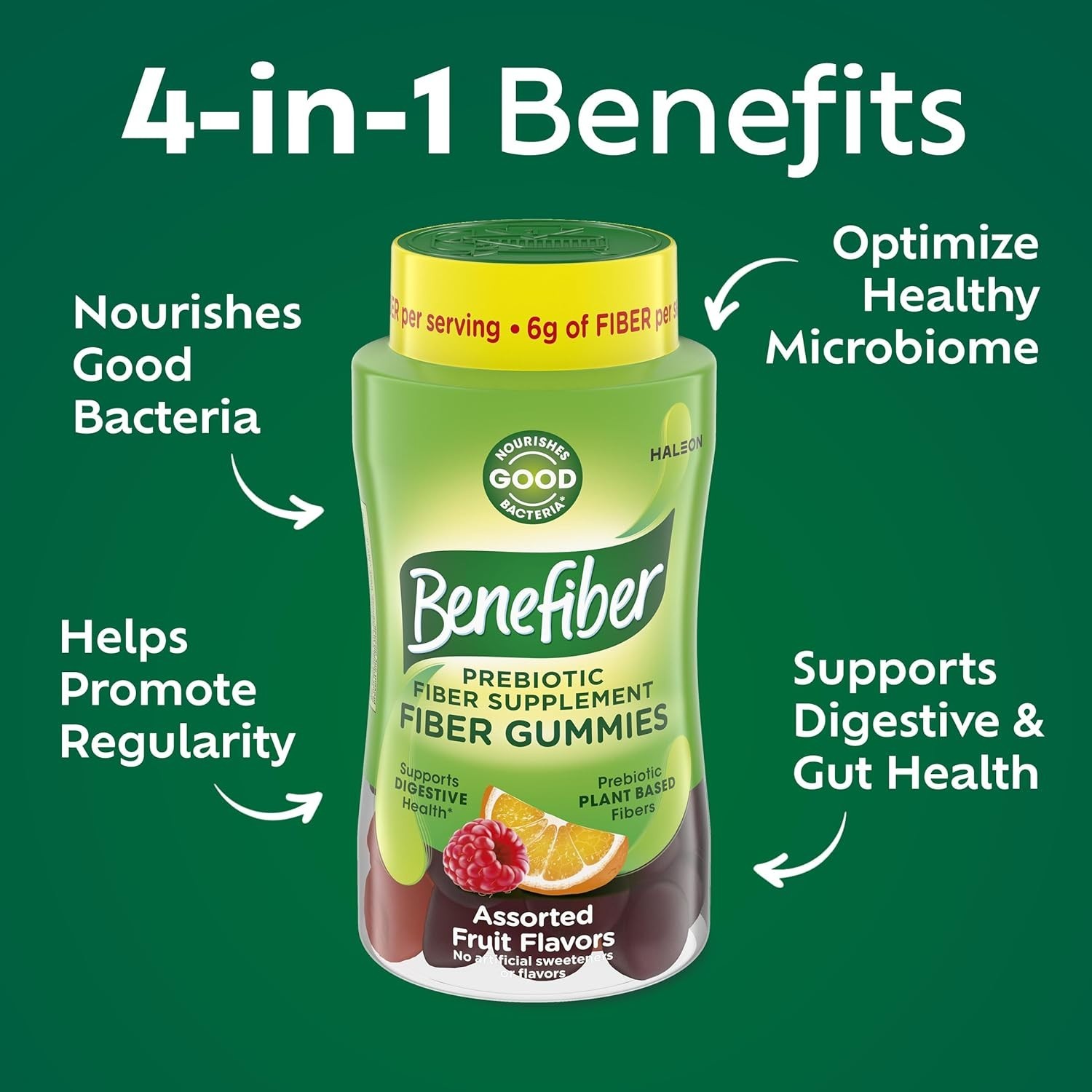 Benefiber Prebiotic Fiber Gummies Digestive Health Assorted Fruit 81ct