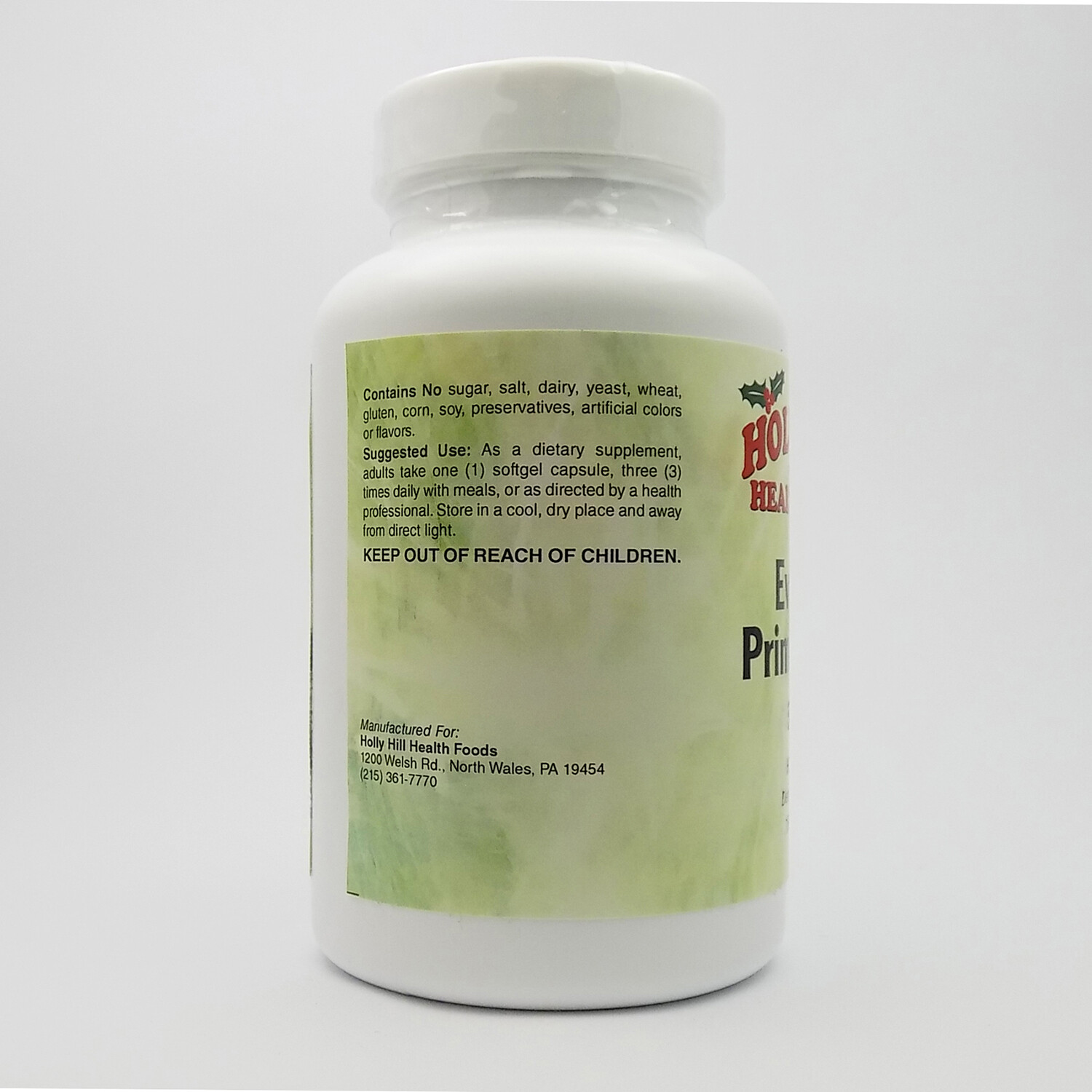 Holly Hill Health Foods, Evening Primrose Oil 500 MG, Hexane Free, 180 Softgels