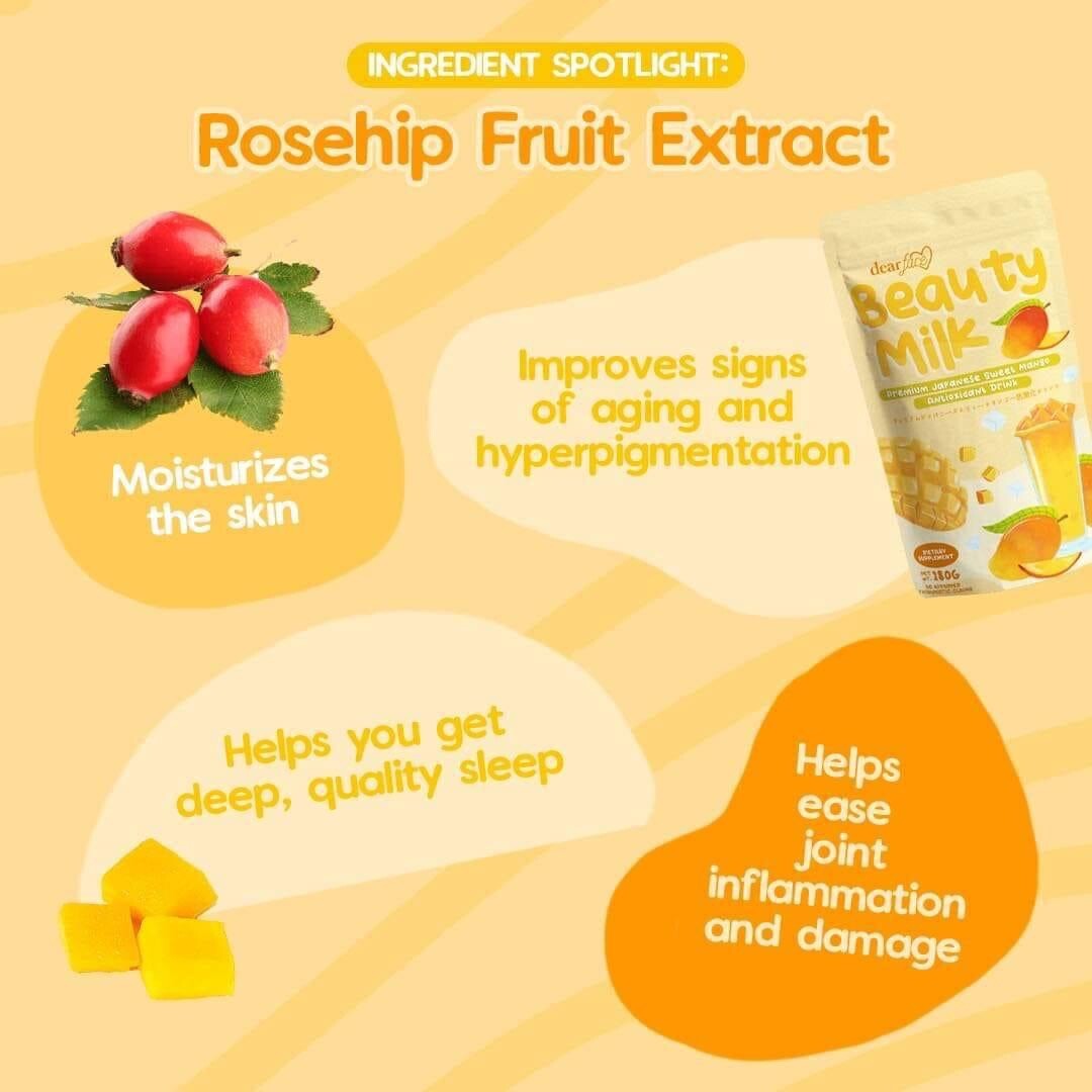 Dear Face Beauty Milk Premium Japanese Sweet Mango, Antioxidant Drink 10 Sachets