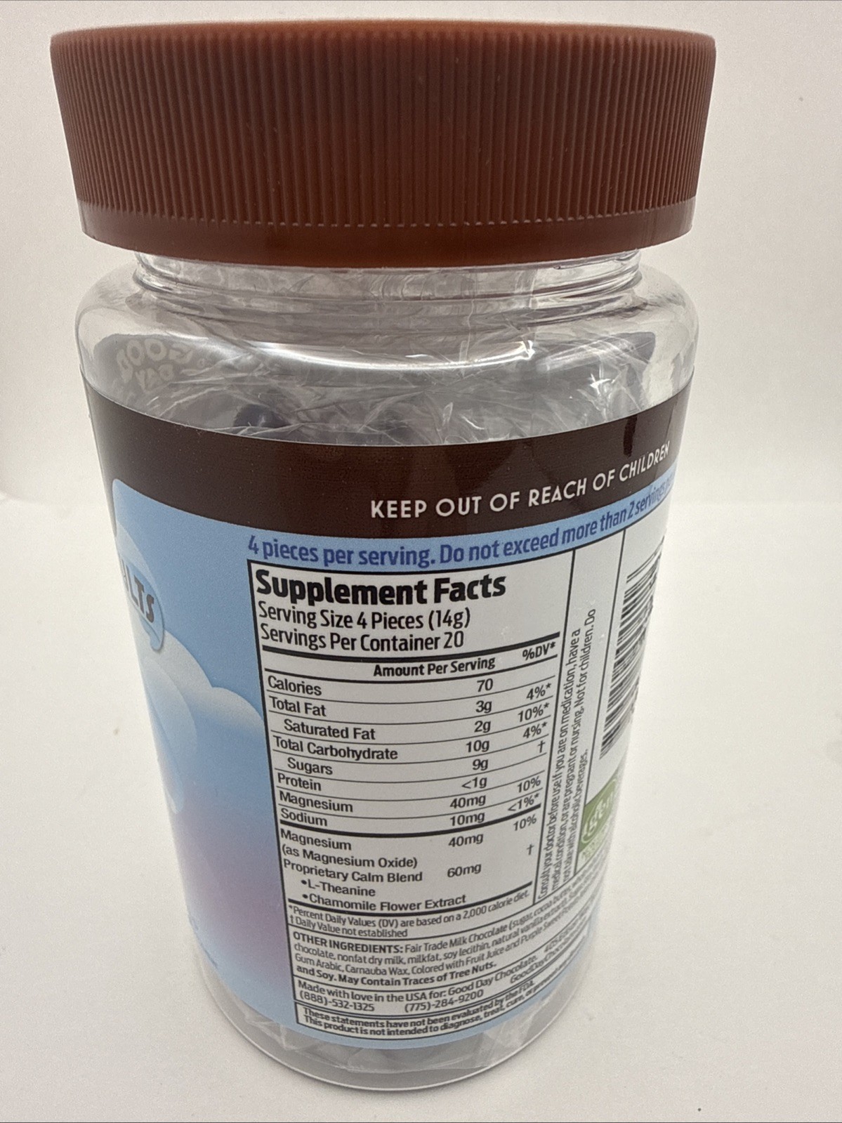 Good Day Chocolate Calm Supplement Milk Candy Coated 80 Pieces Ct