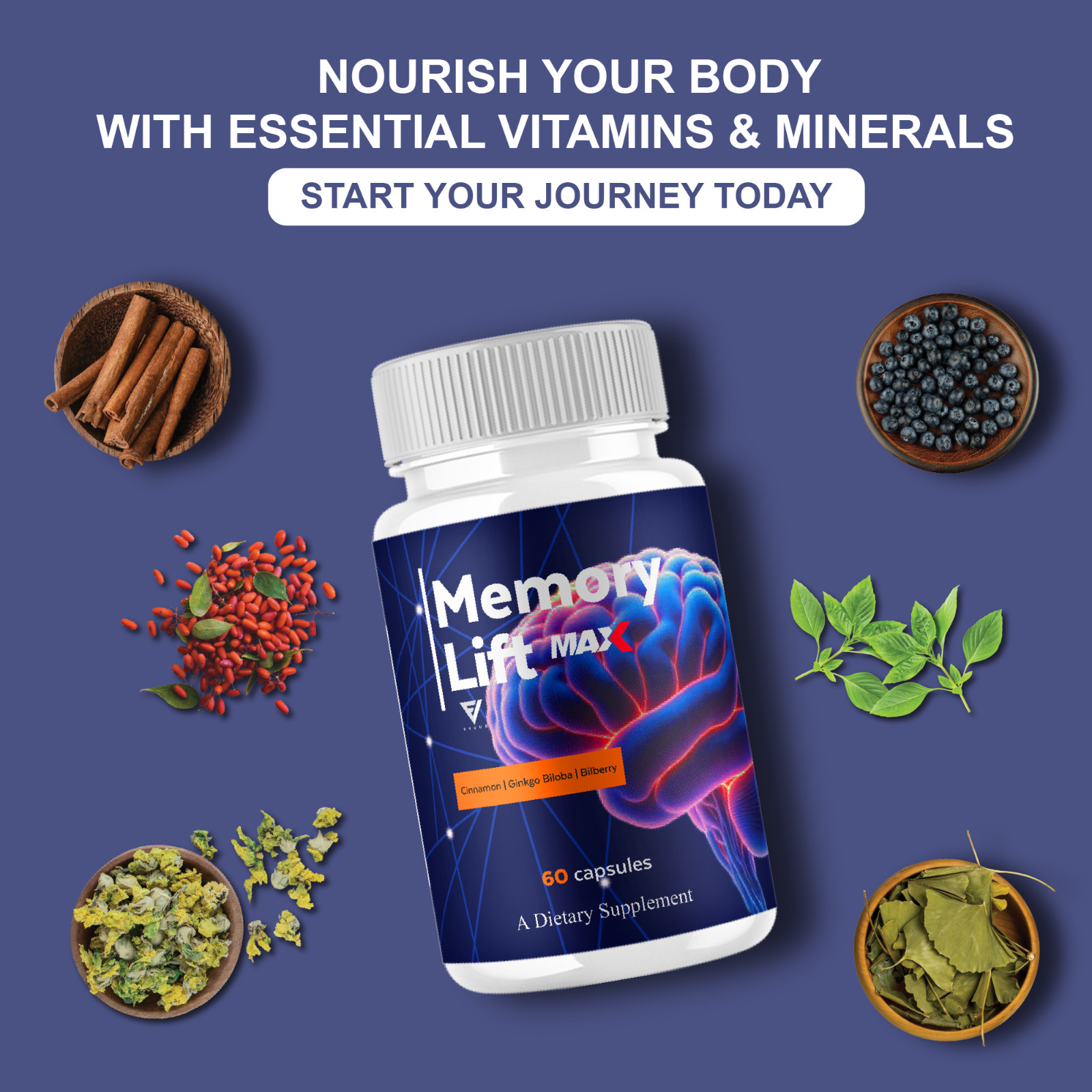 (2 Pack) Memory Lift Max Supplement, MemoryLift Nootropic Pills (120 Capsules)