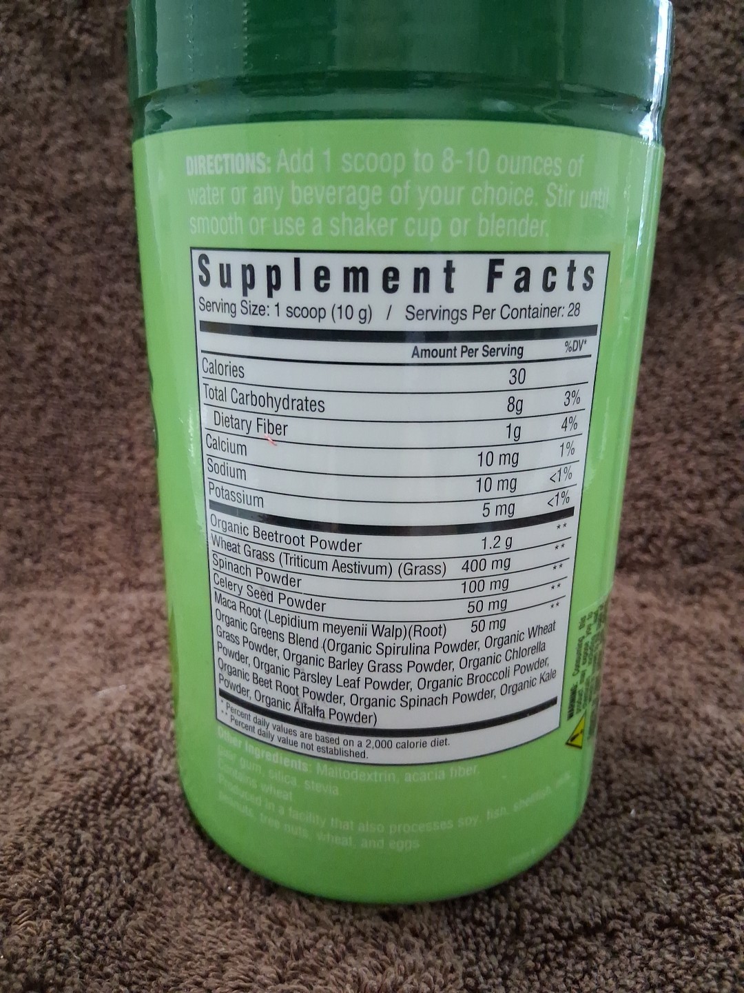 WELLNESS garden SUPER GREENS POWER BLEND, Natural Flavor 9.88 OZ. Exp: 12/2026