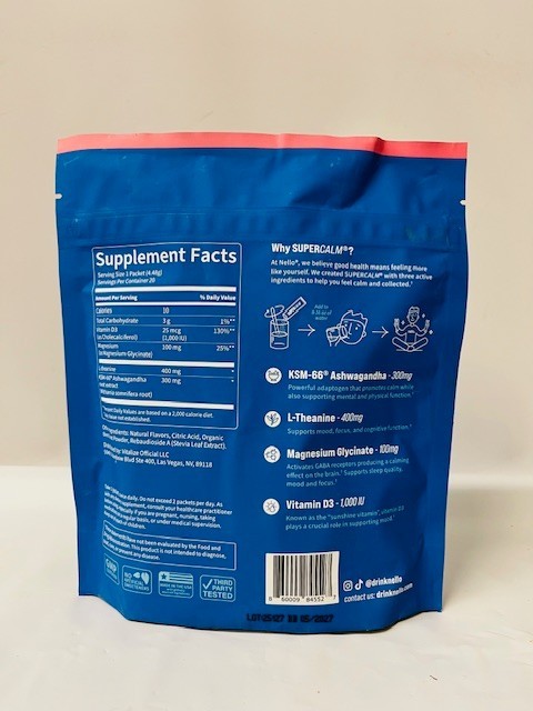 Nello SuperCalm Calming Drink Mix, Raspberry Lemonade, 20 Packets- NEW/SEALED