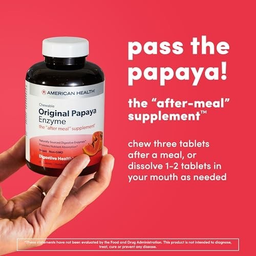 American Health Original Papaya Enzyme Chewable 600 Tablets