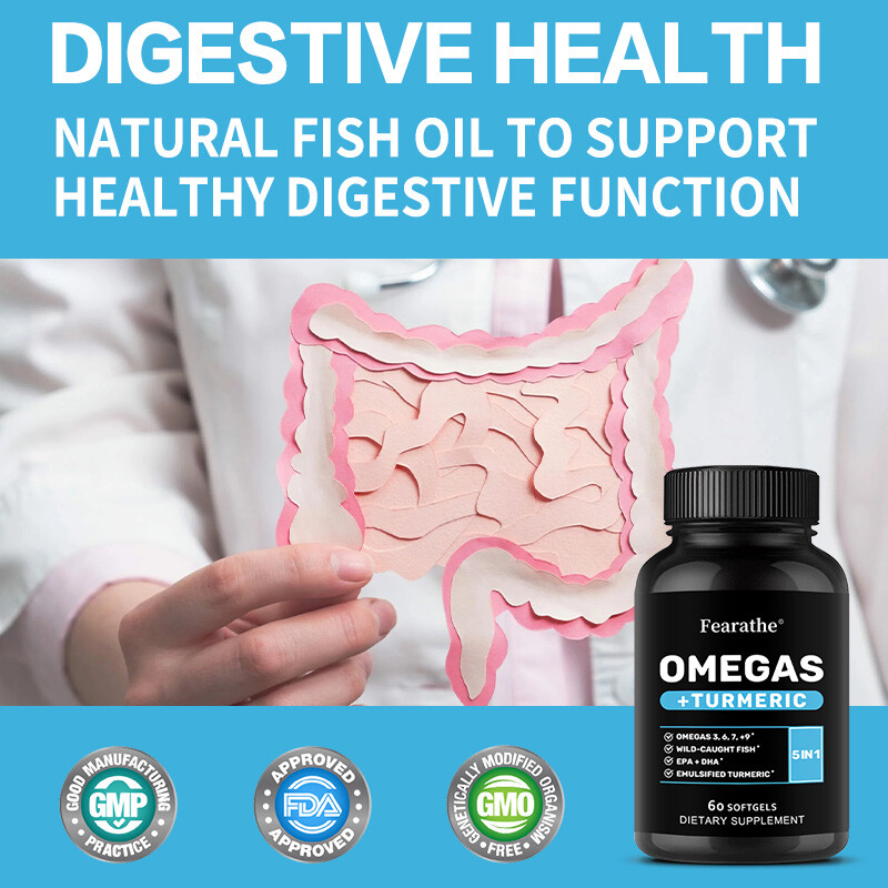 Daily Omega 3 6 9 + Turmeric EPA & DHA Heart Joint Support 60 Capsules