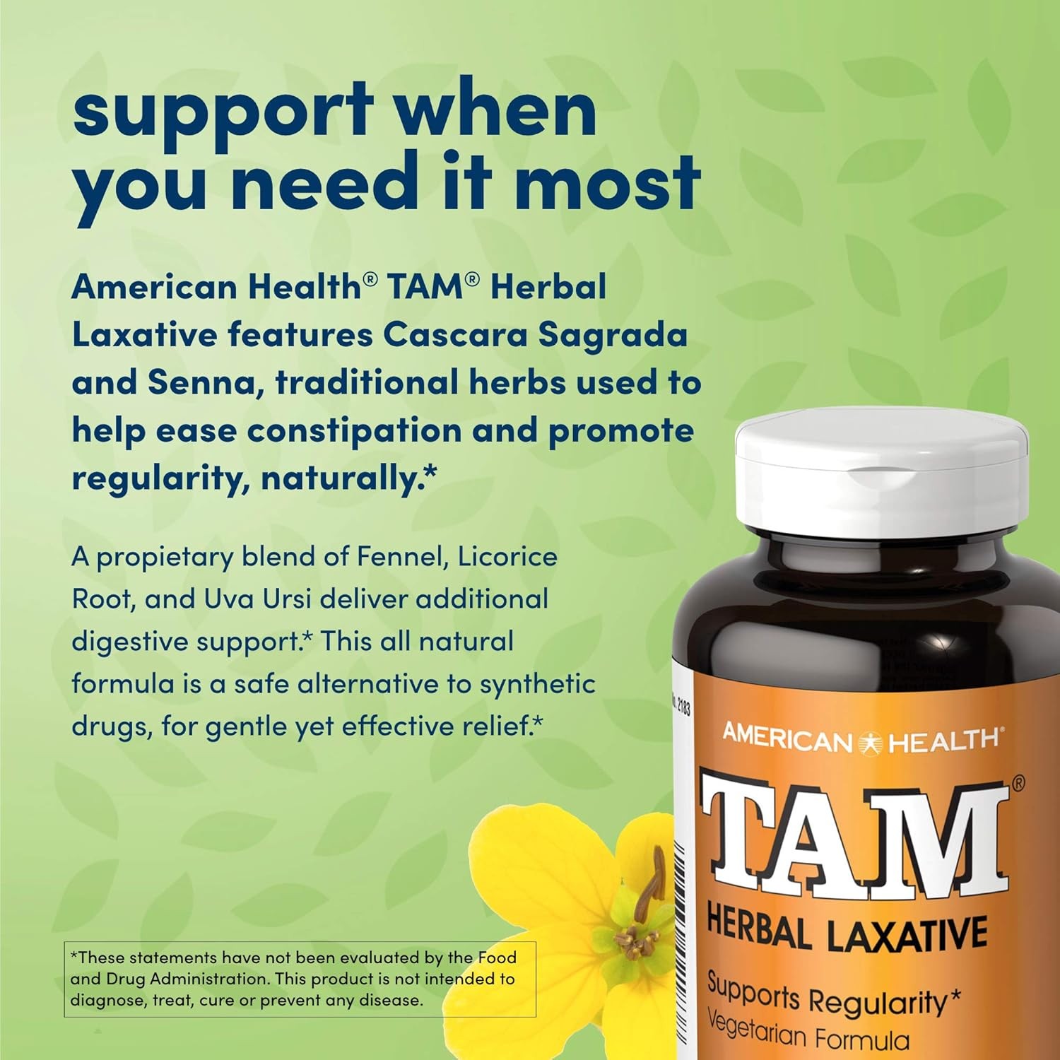 American Health TAM Herbal Laxative,Digestive Regularity Support,250VegTabs