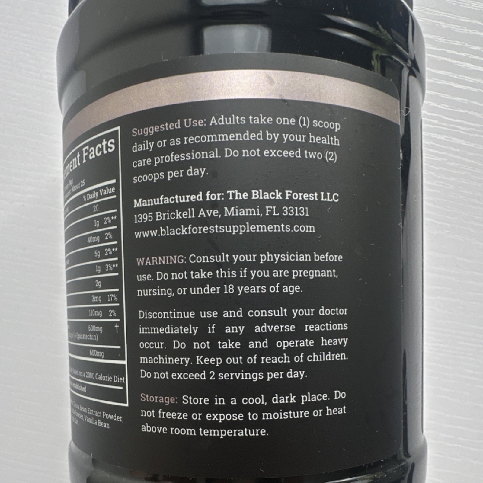 Black Forest Cocoa Flavanols & Flavonoids Powder Vegan 7.05oz Exp 08/2028