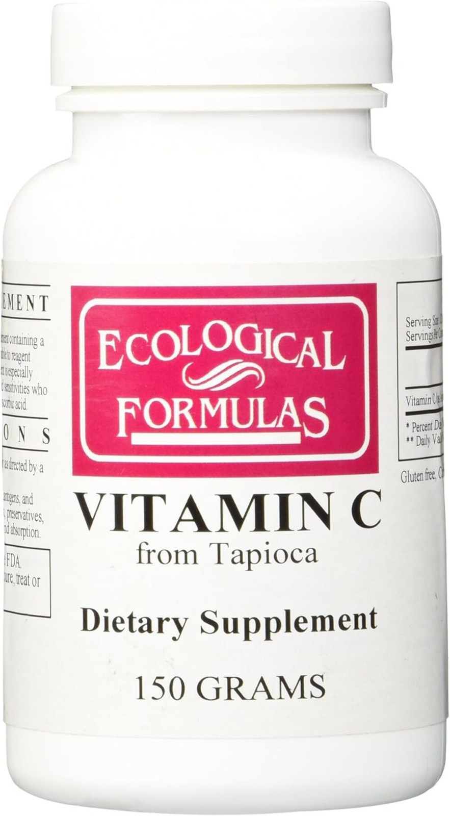 Ecological Formulas Vitamin C From Tapioca Powder 150g Immune Health