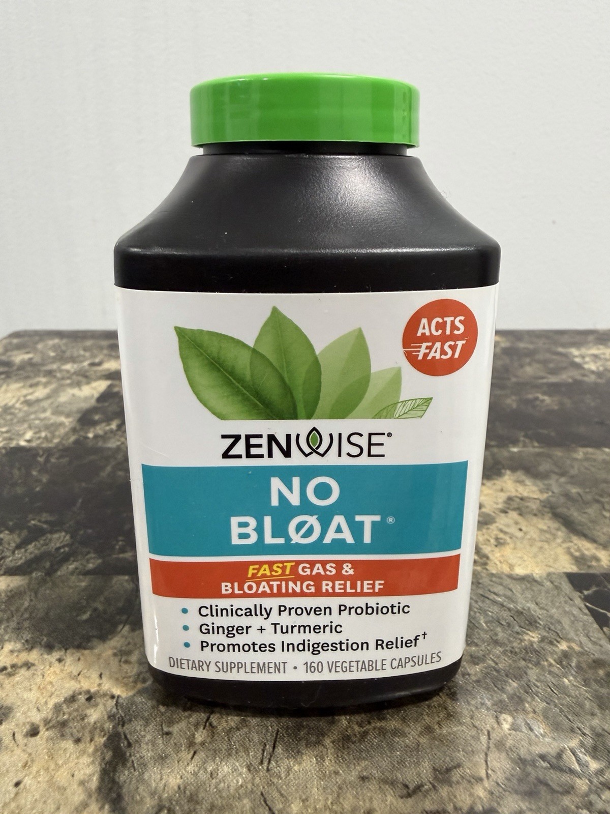Zenwise No Bloat Gas & Bloating Relief Probiotic Bacillus Turmeric 160 Capsules