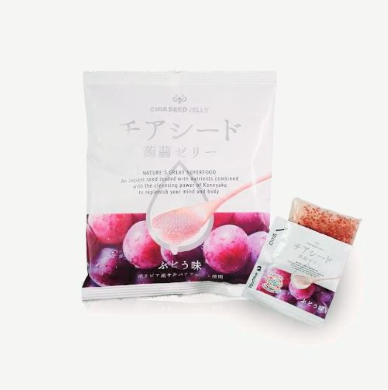 Wakasho Chia Seed Jelly Grape Konnyaku Anggur 170 Gram (Made In Japan) One Pack