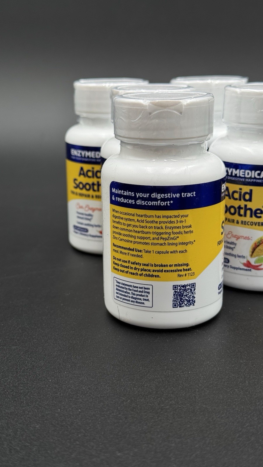 (6) Enzymedica – Acid Soothe Digestive Happiness 30 Capsules – EXP 05/2026 New