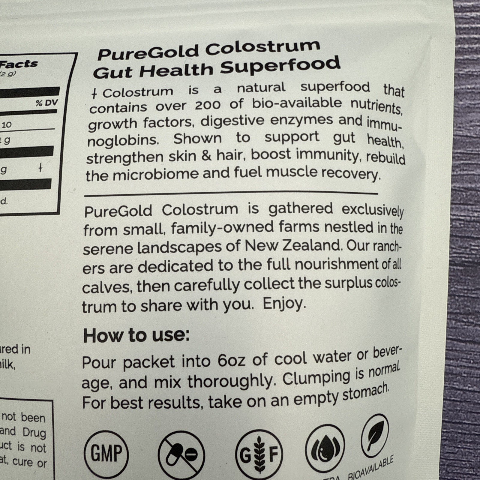 Fasted Athlete PureGold Colostrum Grass-Fed Powder (30 Single Serve Packets)