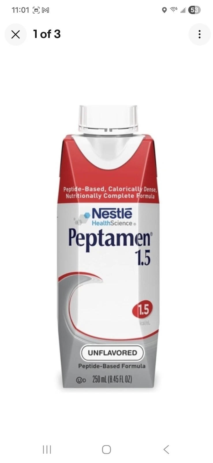 Nestlé Peptamen 1.5 Unflavored Protein – 8.45 fl oz (Pack of 24)