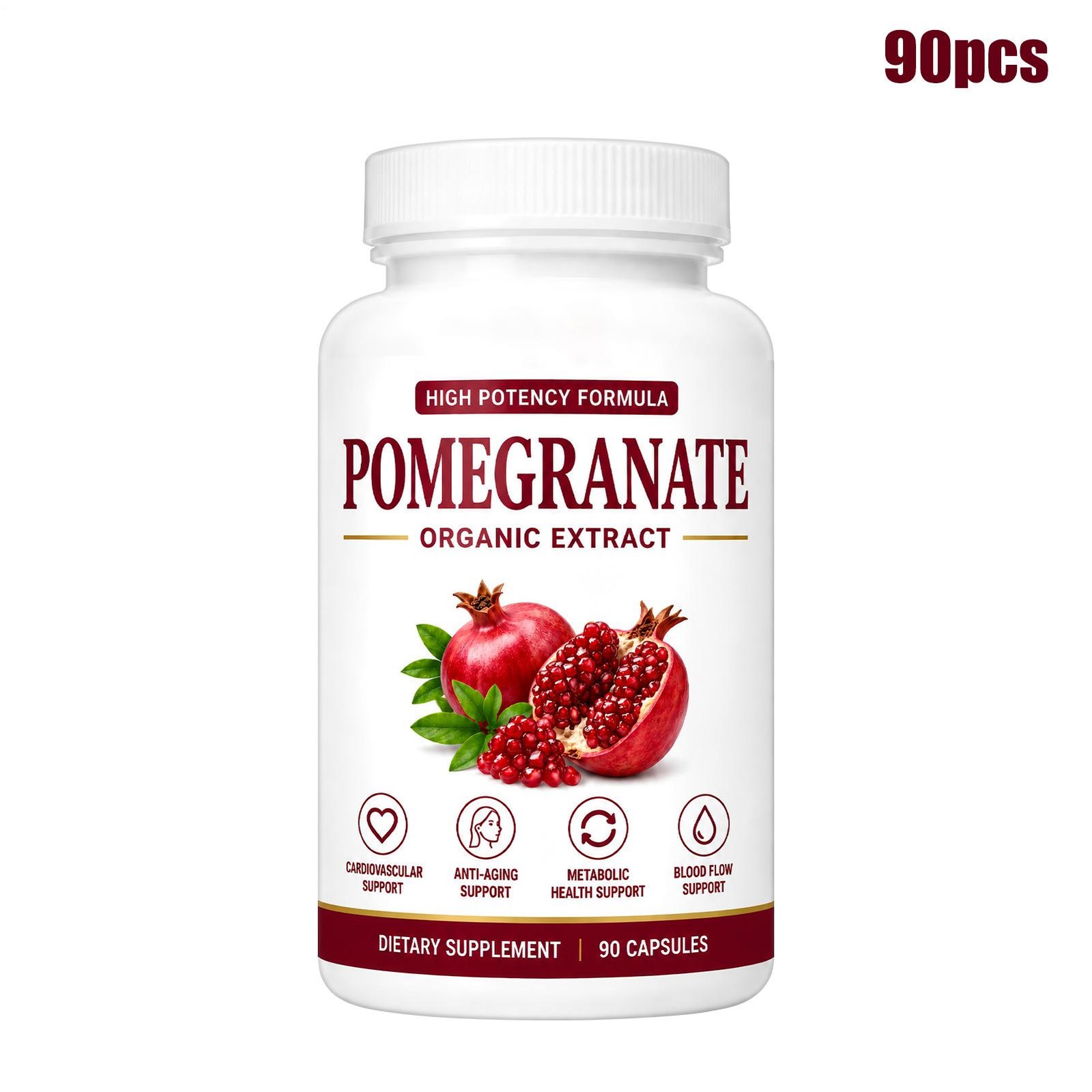 Pomegranate Capsules 90ct Organic Extract Antioxidant