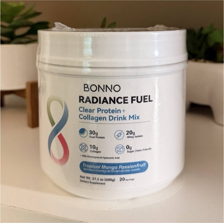 BONNO Radiance Fuel Clear Protein + Collagen Powder Tropical Mango 21.2 oz