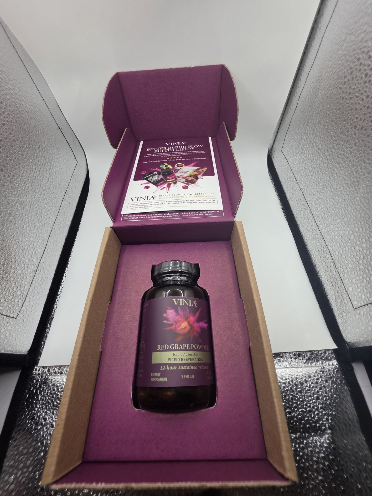 Vinia Red Grape Powder Rapid Absorption 90 Capsules 3 Month Supply Exp. 5/2028