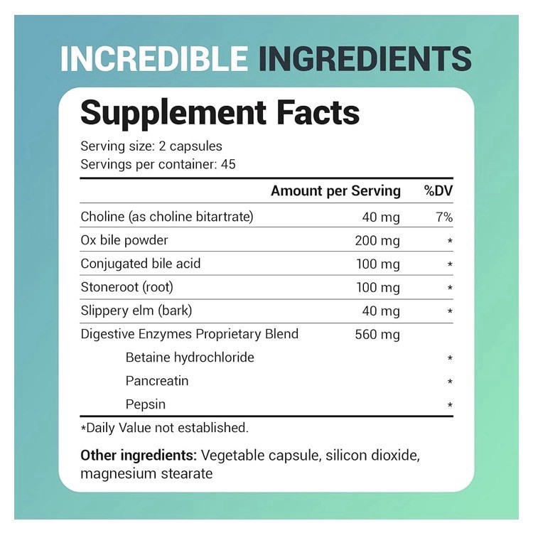 Dr. Berg Gallbladder Formula Ox Bile Digestive Enzymes 90 Veg Caps