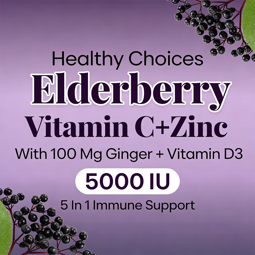 700mg Elderberry+Vitamin C,Zinc,VitaminD3 & Ginger & Immune Support 30~120 Caps