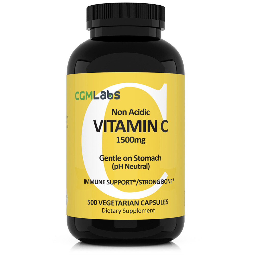 CGM Labs -MEGA Size Vitamin C 1500mg – Non Acidic, PH Neutral, Gentle on Stomach