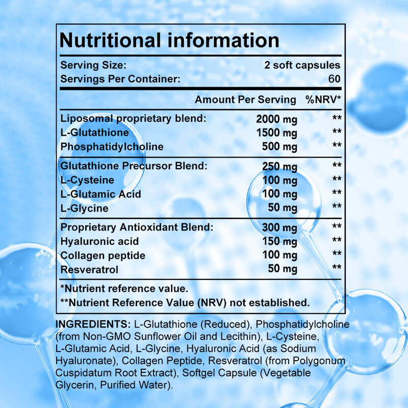Glutathione Liposome 120 Softgel Liver Dual Effect Antioxidant Immune Health