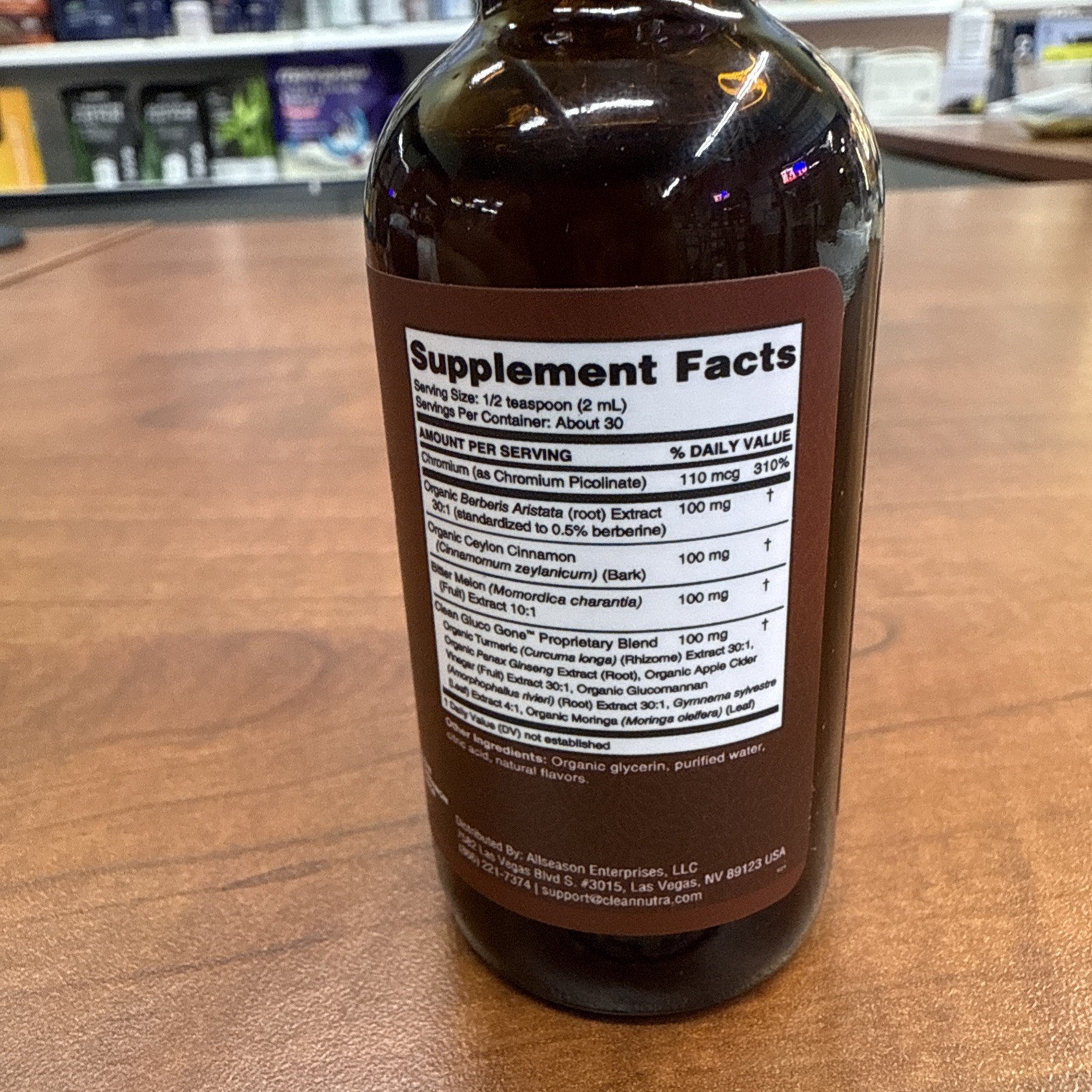 Clean Nutra Gluco Gone Liquid Drops Berberine Cinnamon Turmeric Berry 2 fl oz