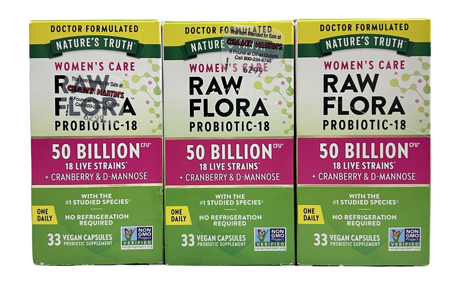 3 BOXES Nature’s Truth Raw Flora Women’s Probiotic 50 Billion CFU 99 Caps. 02/27