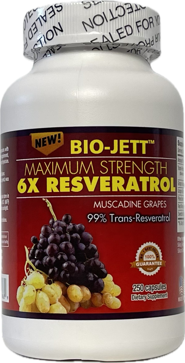 Bio-Jett Resveratrol Antioxidants Supplement 3x 250 Capsules New, Made in USA.