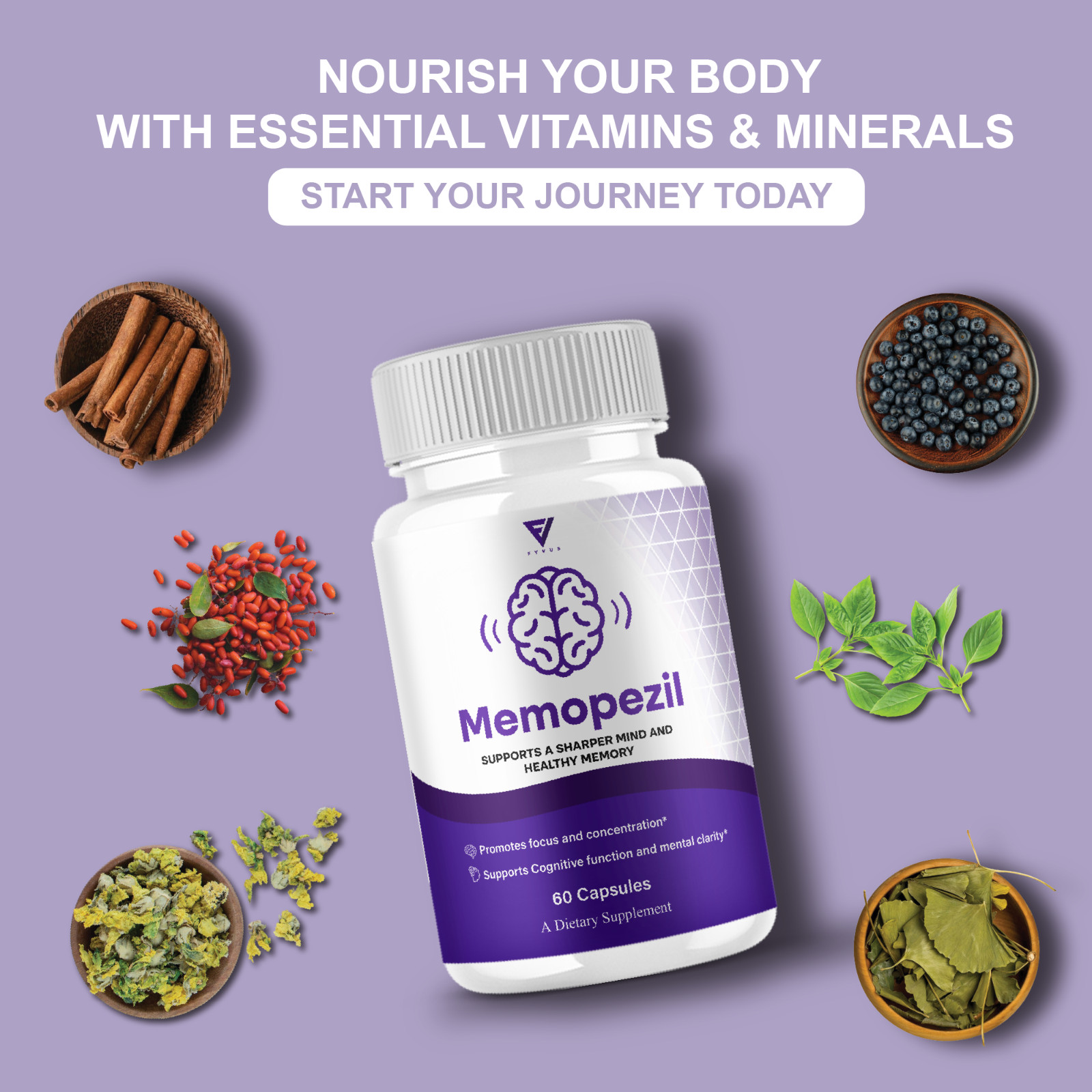 Memopezil Premium Health & Wellness Nootropic Supplement (60 Capsules)