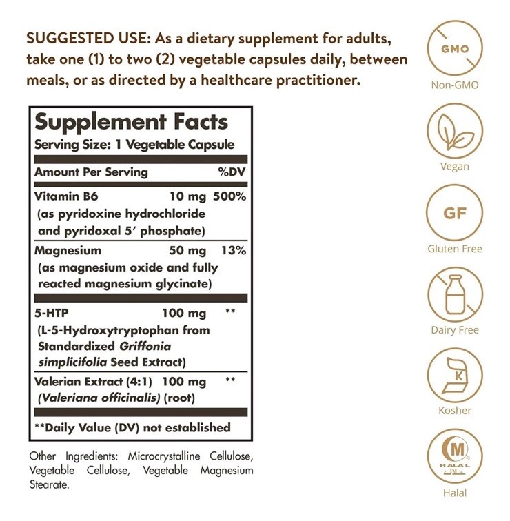SOLGAR 5-HTP 100mg 90 Vegetable Capsules POSITIVE MOOD SUPPORT, NEW