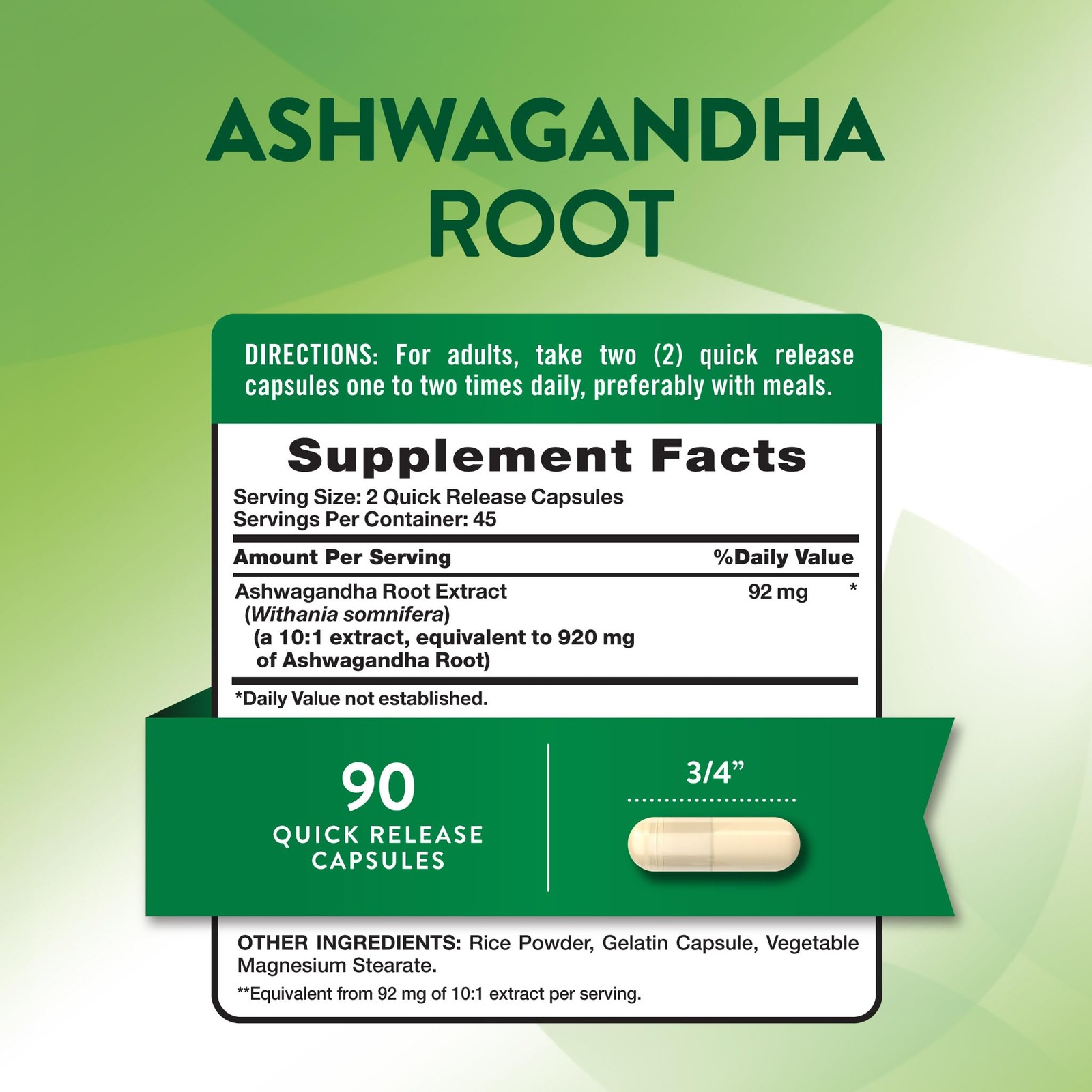 Nature’s Truth Ashwagandha Capsules | Herbal Supplement 90 Count (Pack of 1)