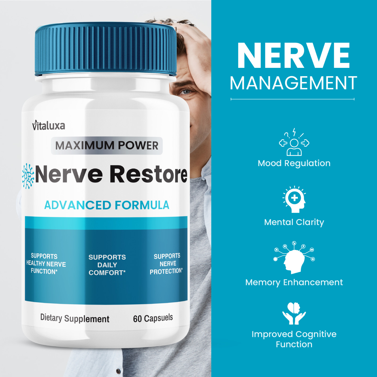 (3 Pack) Nerve Restore Capsules, Nerve Restore Advanced Formula (180 Capsules)