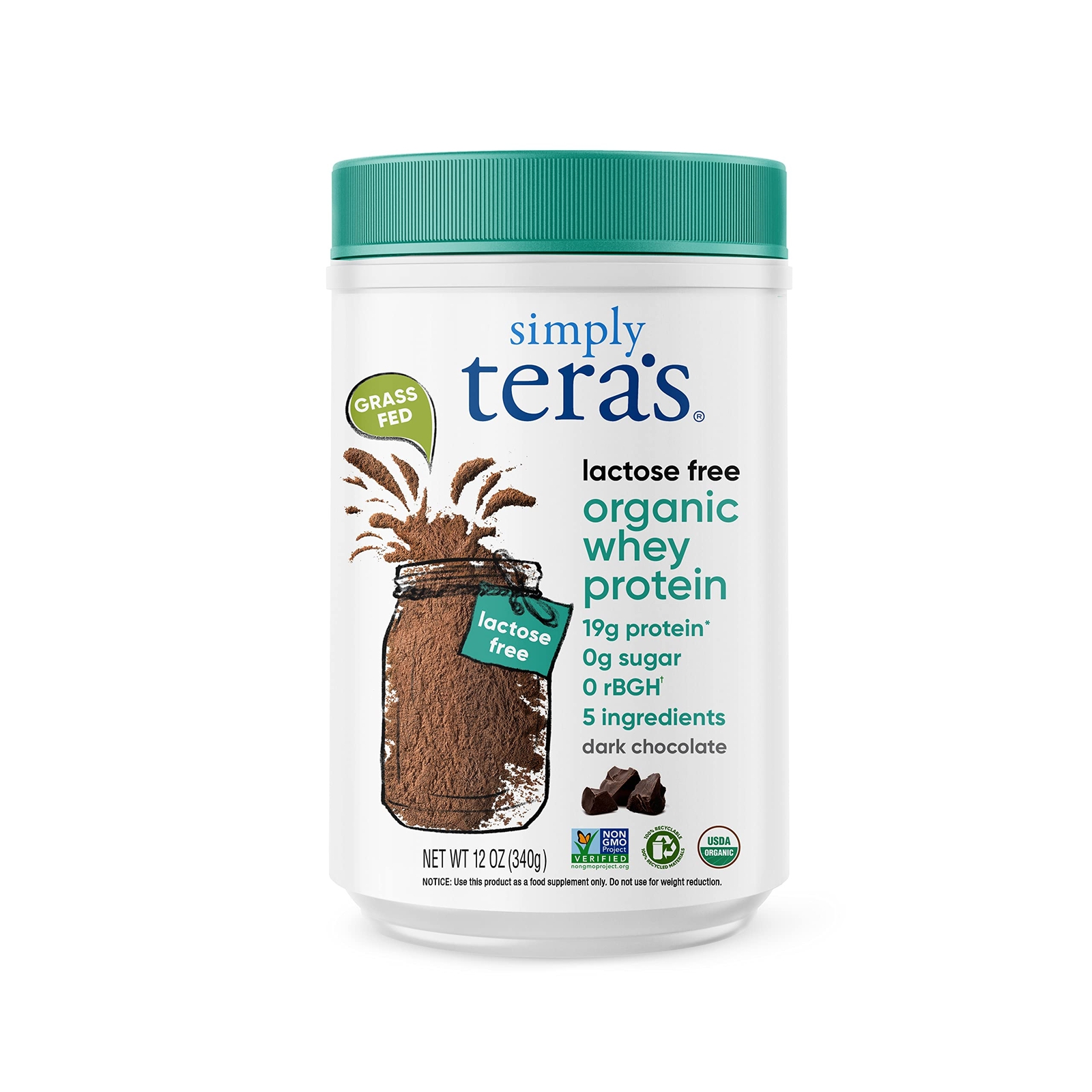 Simply Teras Whey Protein Lactose-Free Chocolate Organic 12oz