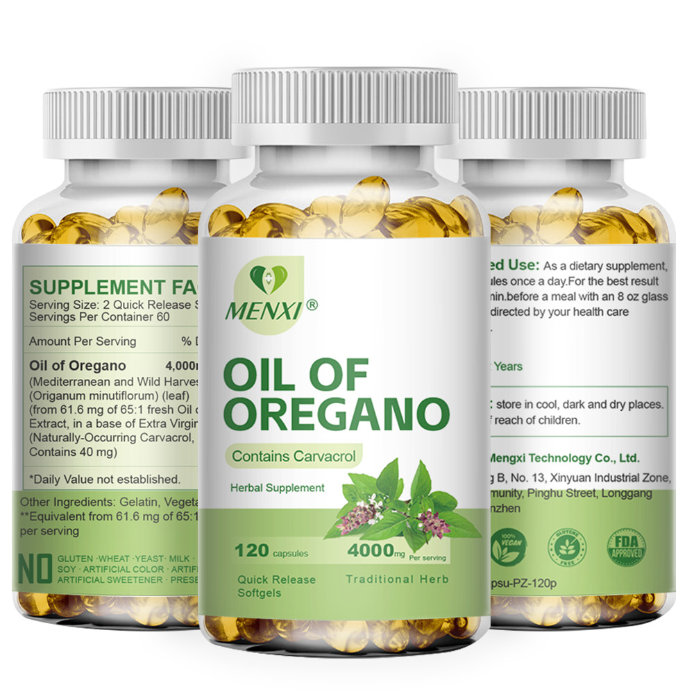 MENXI Oregano Oil Premium Formula Organic Extract 120 Softgels Immune Support